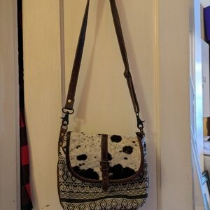 Stylish Cowhide Pattern Crossbody Bag